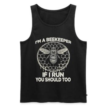 Bee Motif Honeycomb Beekeeper Hat Beekeeper Suit Vintage Beekeeper - Men's Premium Organic Tank Top - black - Front - Michal (187cm)