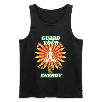 Guard Your Energy Meditation Sunflower - Men's Premium Organic Tank Top - black - Front - Michal (187cm)