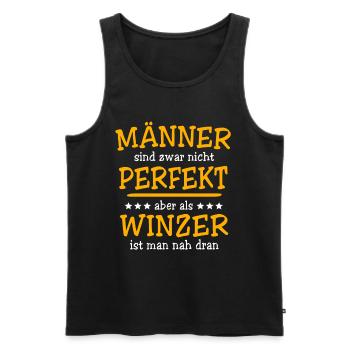 Winzer Sprüche - Männer Premium Bio Tank Top - Schwarz - Vorne - Michal (187cm)