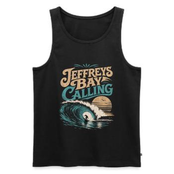 Jeffreys Bay Surfing - Men's Premium Organic Tank Top - black - Front - Michal (187cm)