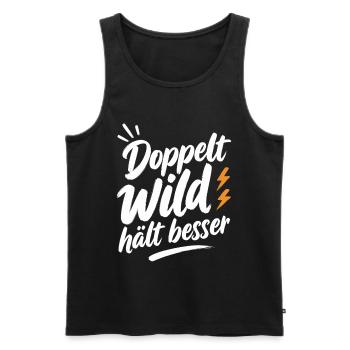 Doppelt Wild hält besser – Spruch für Paare - Männer Premium Bio Tank Top - Schwarz - Vorne - Michal (187cm)
