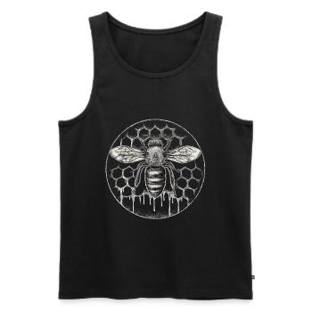 Costume d’apiculteur Fournitures apicoles Motif rond en nid d’abeille - Débardeur bio Premium Homme - noir - Devant - Michal (187cm)