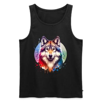 Motif du chien-loup - Débardeur bio Premium Homme - noir - Devant - Michal (187cm)
