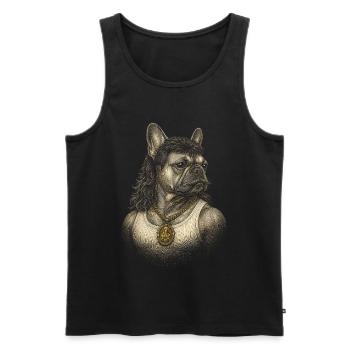 Mème du chien drôle des années 80 du bouledogue français mullet - Débardeur bio Premium Homme - noir - Devant - Michal (187cm)