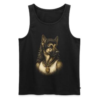 Mème du chien drôle du berger allemand Mullet des années 80 - Débardeur bio Premium Homme - noir - Devant - Michal (187cm)