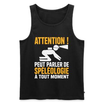 Spéléologie Cadeau humour personnalisé - Débardeur bio Premium Homme - noir - Devant - Michal (187cm)