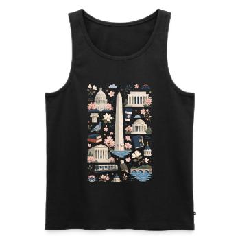 Washington D.C. | Monuments et cerisiers en fleurs - Débardeur bio Premium Homme - noir - Devant - Michal (187cm)