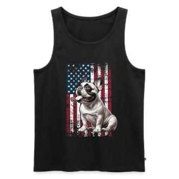 Bouledogue français US Französische Bulldogge - Débardeur bio Premium Homme - noir - Devant - Michal (187cm)