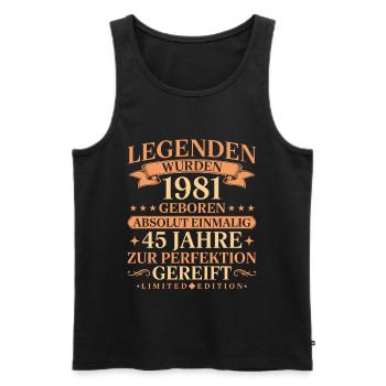 1981 Jahrgang geboren Legenden 45. Geburtstag - Männer Premium Bio Tank Top - Schwarz - Vorne - Michal (187cm)