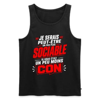 Humour Asocial Homme – Cadeau Drôle et Sarcastique - Débardeur bio Premium Homme - noir - Devant - Michal (187cm)
