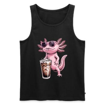 Bubble Tea aux Axolotls - Débardeur bio Premium Homme - noir - Devant - Michal (187cm)