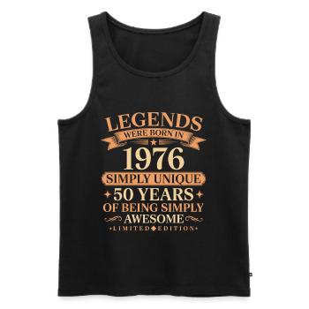 Born in 1976 Unique 50 years - Men's Premium Organic Tank Top - black - Front - Michal (187cm)