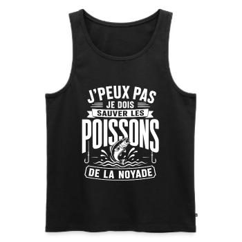 Humour Pêcheur, Cadeau Pêche Drôle - Débardeur bio Premium Homme - noir - Devant - Michal (187cm)