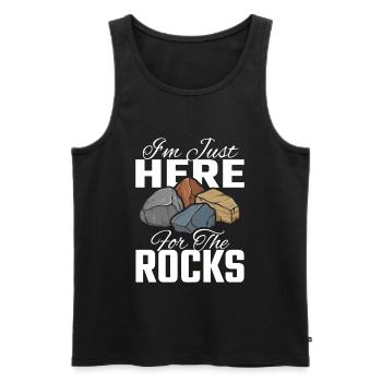 Steinsammler Geschenk Just Here For The Rocks - Männer Premium Bio Tank Top - Schwarz - Vorne - Michal (187cm)