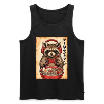 Gamer, Gaming, Japanische, Zocker, Capybara, Ramen - Männer Premium Bio Tank Top - Schwarz - Vorne - Michal (187cm)