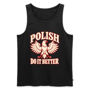 Polnischer Adler und Nationalstolz - Männer Premium Bio Tank Top - Schwarz - Vorne - Michal (187cm)