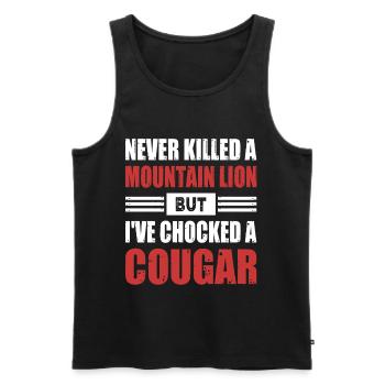 Never Killed A Mountain Lion But Chocked A Cougar - Männer Premium Bio Tank Top - Schwarz - Vorne - Michal (187cm)
