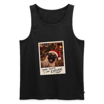 Dear Santa I Can Explain Mops Selfie - Männer Premium Bio Tank Top - Schwarz - Vorne - Michal (187cm)