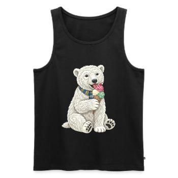 Eisbär mit buntem Eiscreme-Spaß - Männer Premium Bio Tank Top - Schwarz - Vorne - Michal (187cm)