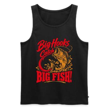 Big Hooks Catch Big Fish – Angler Spruch - Männer Premium Bio Tank Top - Schwarz - Vorne - Michal (187cm)