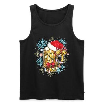 Tasse de bière Santa Cap Amant de bière de Noël - Débardeur bio Premium Homme - noir - Devant - Michal (187cm)