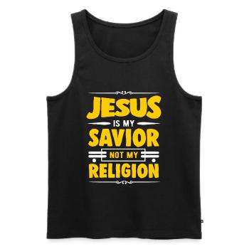 Jésus - Débardeur bio Premium Homme - noir - Devant - Michal (187cm)