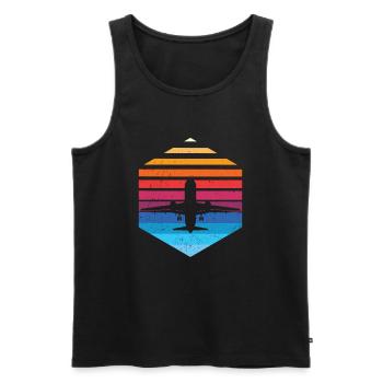 plane - Men's Premium Organic Tank Top - black - Front - AI Model Male 178 light (178cm)