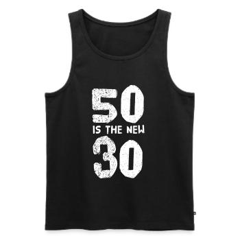 50ème anniversaire - Débardeur bio Premium Homme - noir - Devant - Michal (187cm)