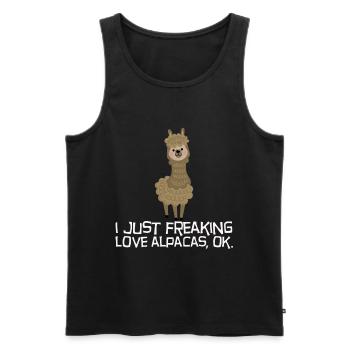 Alpaka Lama Geschenkidee Fluffy Shaggy - Männer Premium Bio Tank Top - Schwarz - Vorne - AI Model Male 178 light (178cm)