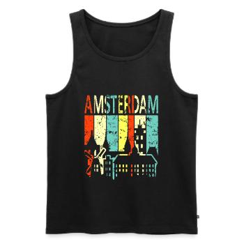 Amsterdam - Männer Premium Bio Tank Top - Schwarz - Vorne - Michal (187cm)