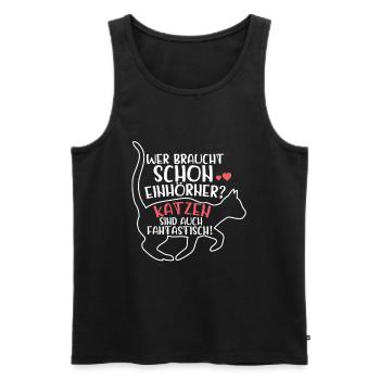 Katze - Männer Premium Bio Tank Top - Schwarz - Vorne - Michal (187cm)