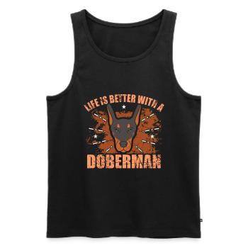 Dobermann - Männer Premium Bio Tank Top - Schwarz - Vorne - AI Model Male 178 light (178cm)