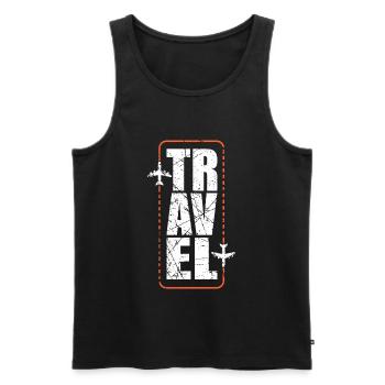 Reise - Männer Premium Bio Tank Top - Schwarz - Vorne - Michal (187cm)