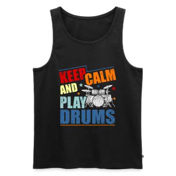 Batterie Batteur Drummer Cadeau - Débardeur bio Premium Homme - noir - Devant - Michal (187cm)