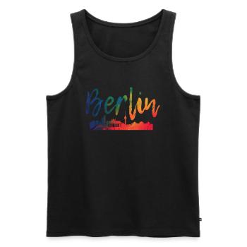 Berlin - Men's Premium Organic Tank Top - black - Front - AI Model Male 178 light (178cm)