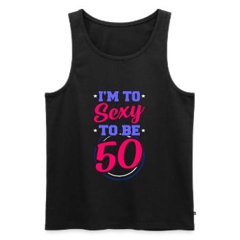 50e anniversaire - Débardeur bio Premium Homme - noir - Devant - AI Model Male 178 light (178cm)