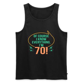 70th Birthday - Men's Premium Organic Tank Top - black - Front - AI Model Male 178 light (178cm)