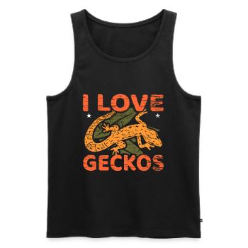 Gecko - Männer Premium Bio Tank Top - Schwarz - Vorne - AI Model Male 178 light (178cm)