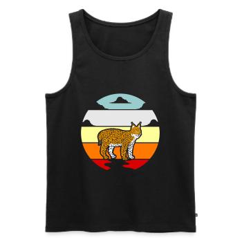 Luchs Wildkatze Shirt Geschenkidee - Männer Premium Bio Tank Top - Schwarz - Vorne - AI Model Male 178 light (178cm)