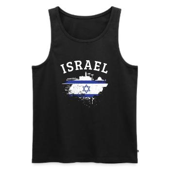Israel - Men's Premium Organic Tank Top - black - Front - AI Model Male 178 light (178cm)