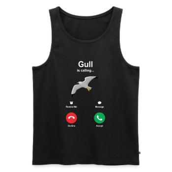 Idée cadeau de chemise d'oiseau d'eau de mouette - Débardeur bio Premium Homme - noir - Devant - AI Model Male 178 light (178cm)