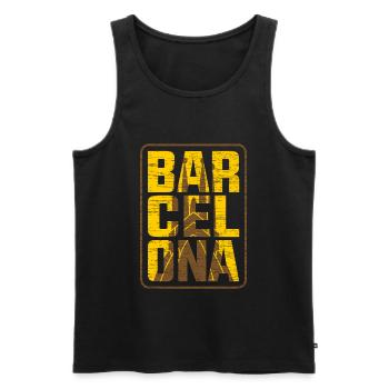 Barcelona - Men's Premium Organic Tank Top - black - Front - Michal (187cm)
