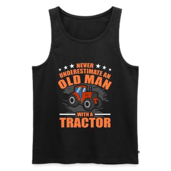 tracteur - Débardeur bio Premium Homme - noir - Devant - Michal (187cm)