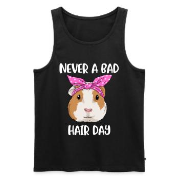 Guinea Pig Gift Woman Never A Bad Hair Day - Men's Premium Organic Tank Top - black - Front - Michal (187cm)