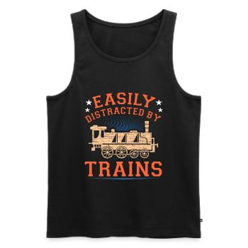 Train trains modèle ferroviaire cadeau de chemin de fer - Débardeur bio Premium Homme - noir - Devant - AI Model Male 178 light (178cm)