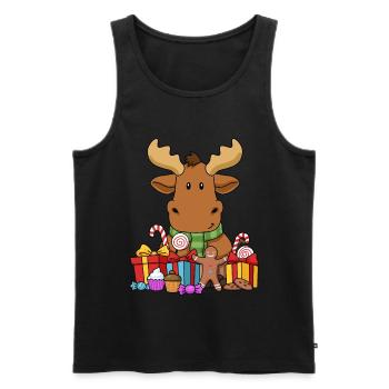 Weihnachtsgeschenke Elch Shirt Weihnachtsbaum Elch - Männer Premium Bio Tank Top - Schwarz - Vorne - Michal (187cm)