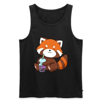 Red Panda Bubble Tea Cadeau Boba Tea Panda Rouge - Débardeur bio Premium Homme - noir - Devant - Michal (187cm)
