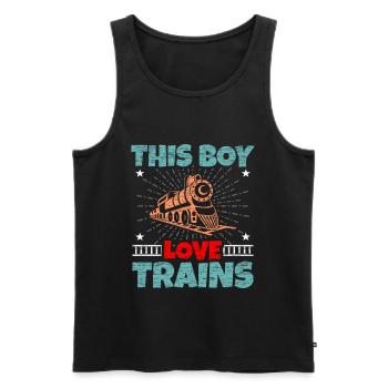 train - Men's Premium Organic Tank Top - black - Front - AI Model Male 178 light (178cm)