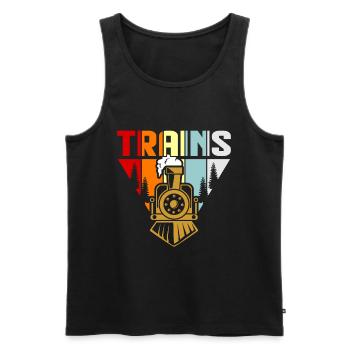 train - Débardeur bio Premium Homme - noir - Devant - AI Model Male 178 light (178cm)