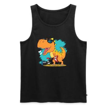 dinosaure - Débardeur bio Premium Homme - noir - Devant - Michal (187cm)